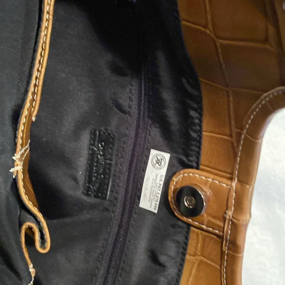Charter Club Tan Crocodile Embossed Handbag